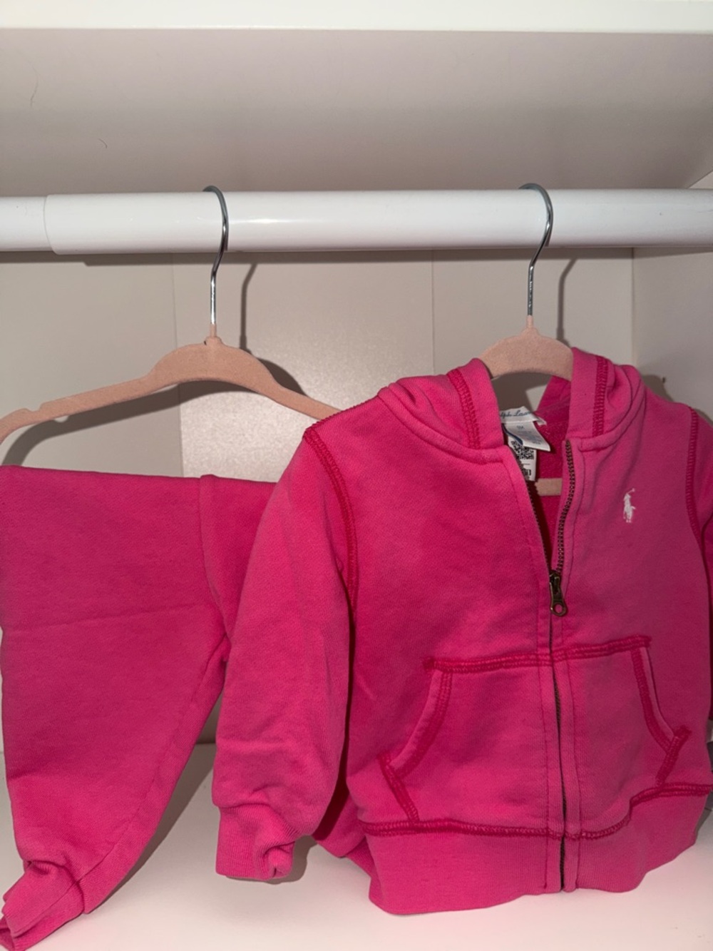 Ralph Lauren Bright Pink Zip Hoodie and Sweatpants for babies